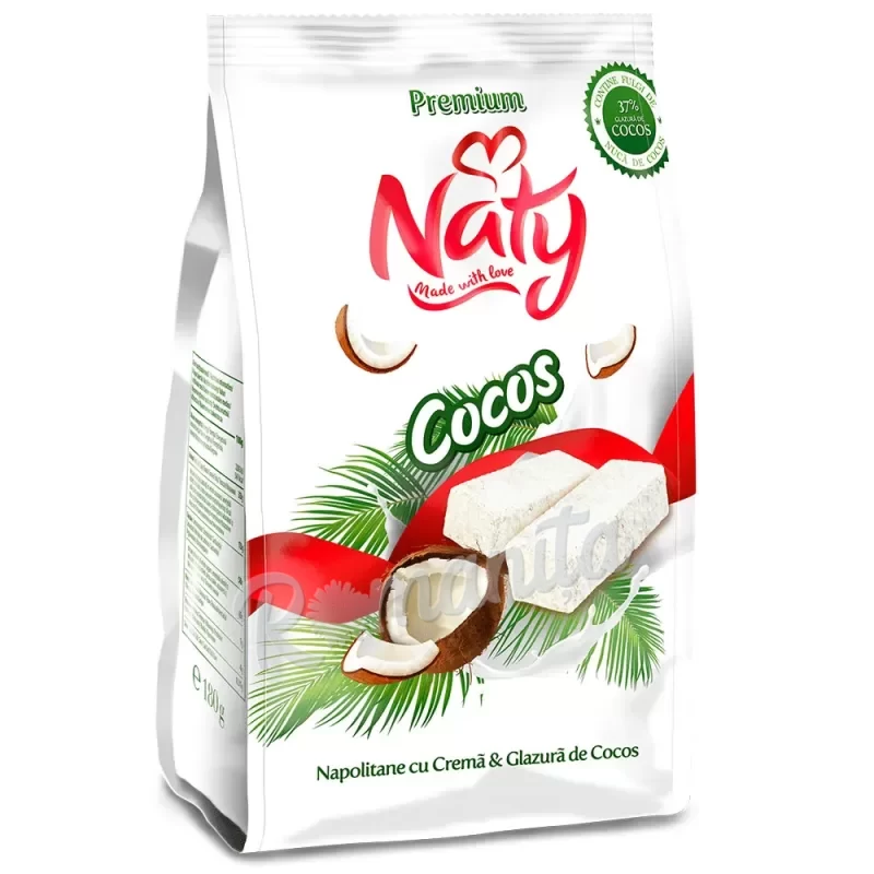 Naty napolitane cu crema & glazura de cocos 140gr