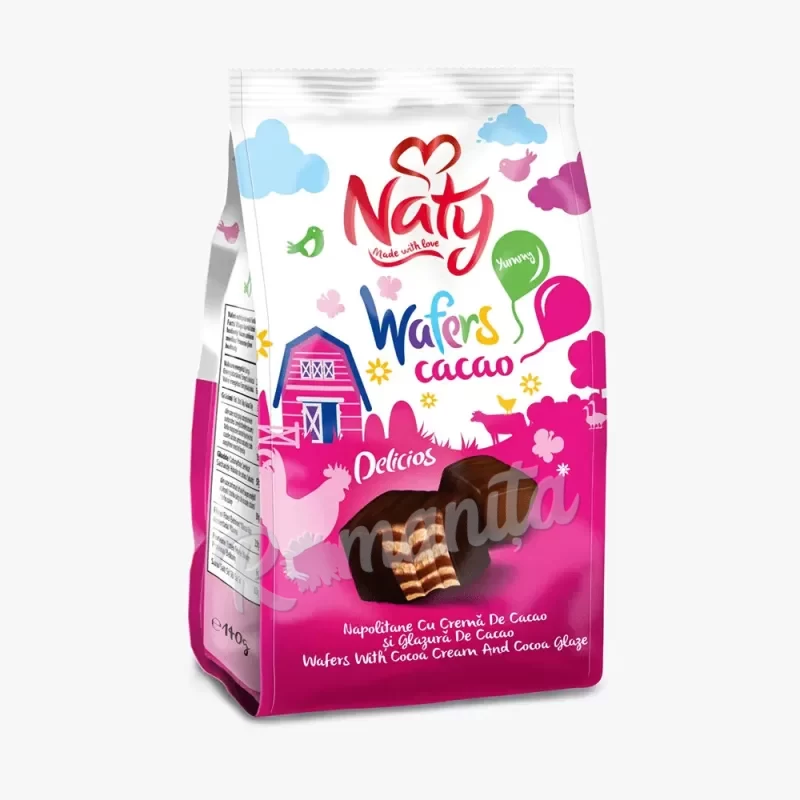 Naty napolitane cu crema si glazura de ciocolata 140gr