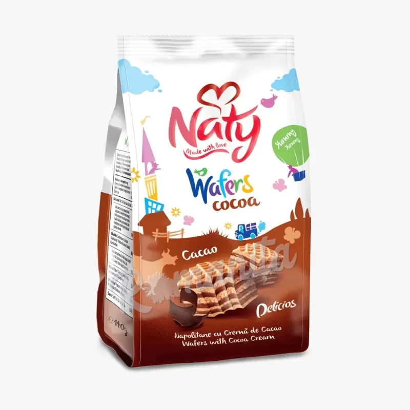 Naty napolitane cu crema de cacao 140gr