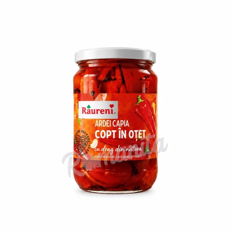 Raureni ardei capia copt decojit in otet  720ml