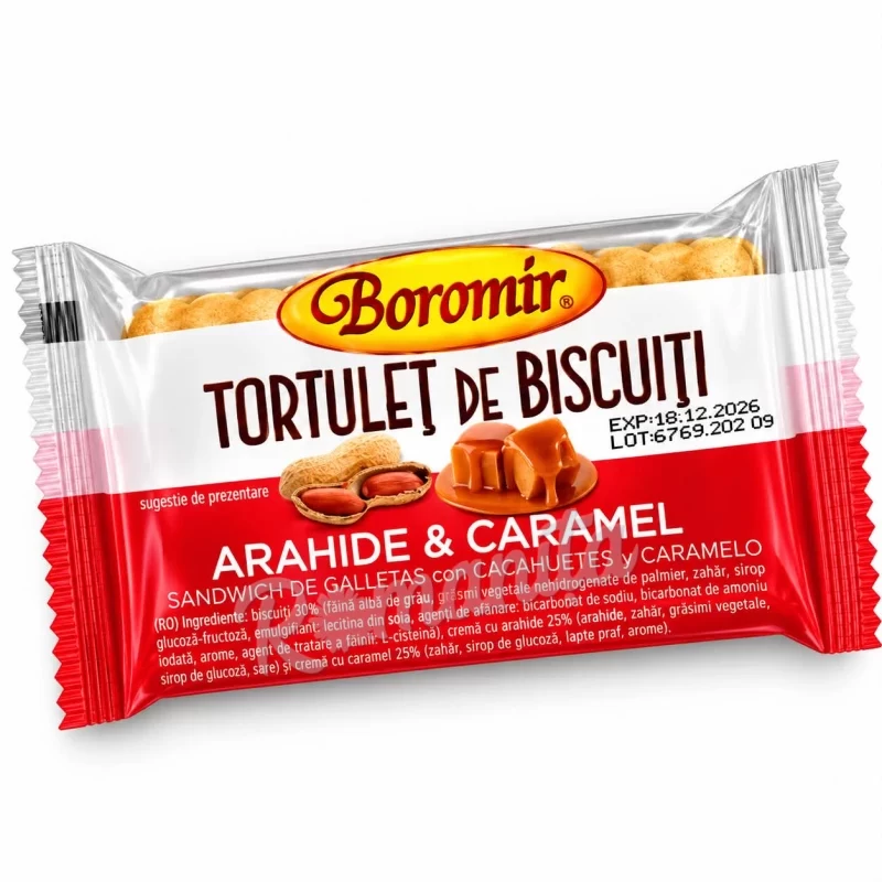 Boromir tortulet de biscuiti arahide & caramel 50gr