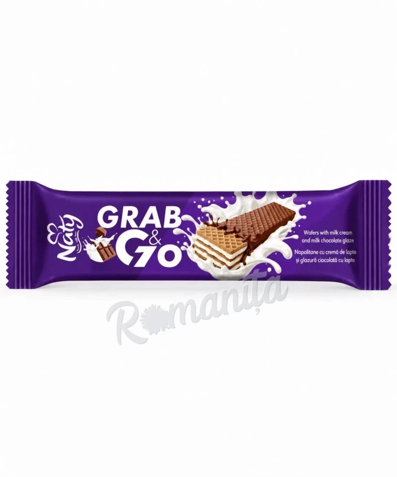 Naty grab&go  napolitană cu crema de lapte și glazură ciocolată cu lapte 40gr
