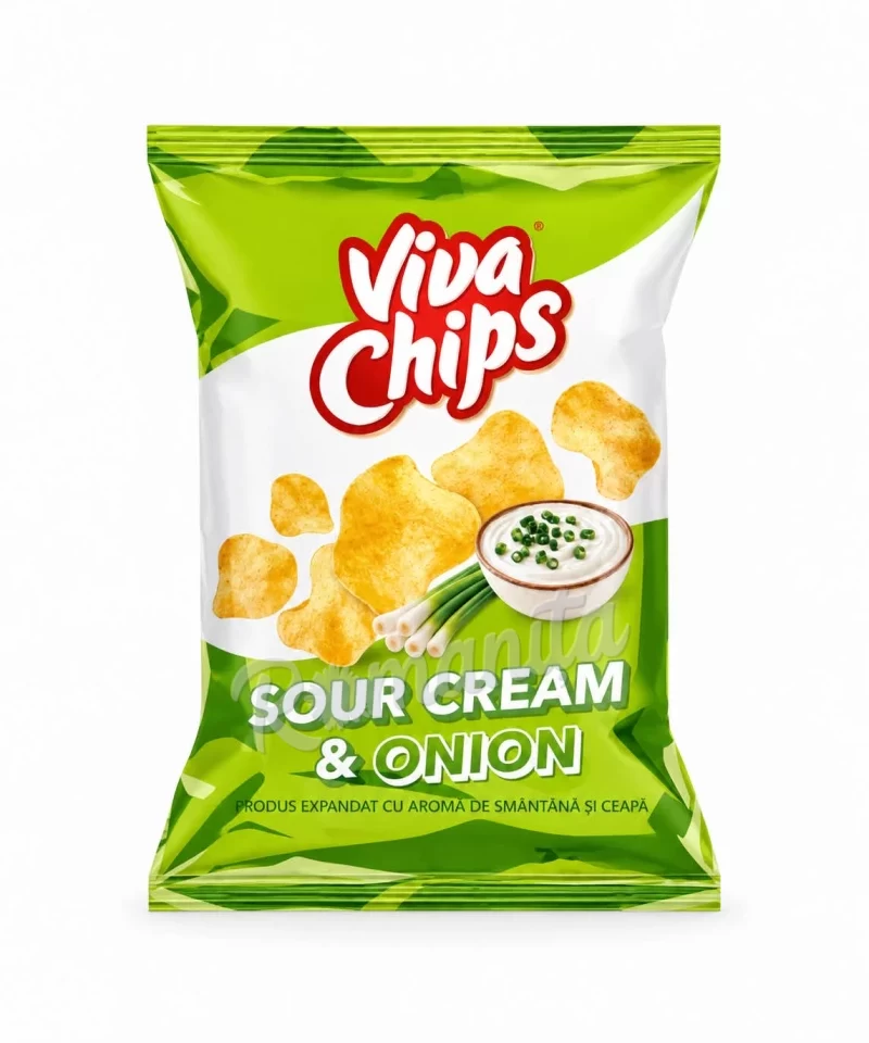 Viva chips cu aromă de smântână și ceapă 100gr